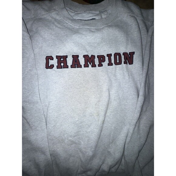 Champion Gray Reverse Weave Crewneck Sweatshirt men XL Embroidered Spellout Logo - Picture 2 of 5
